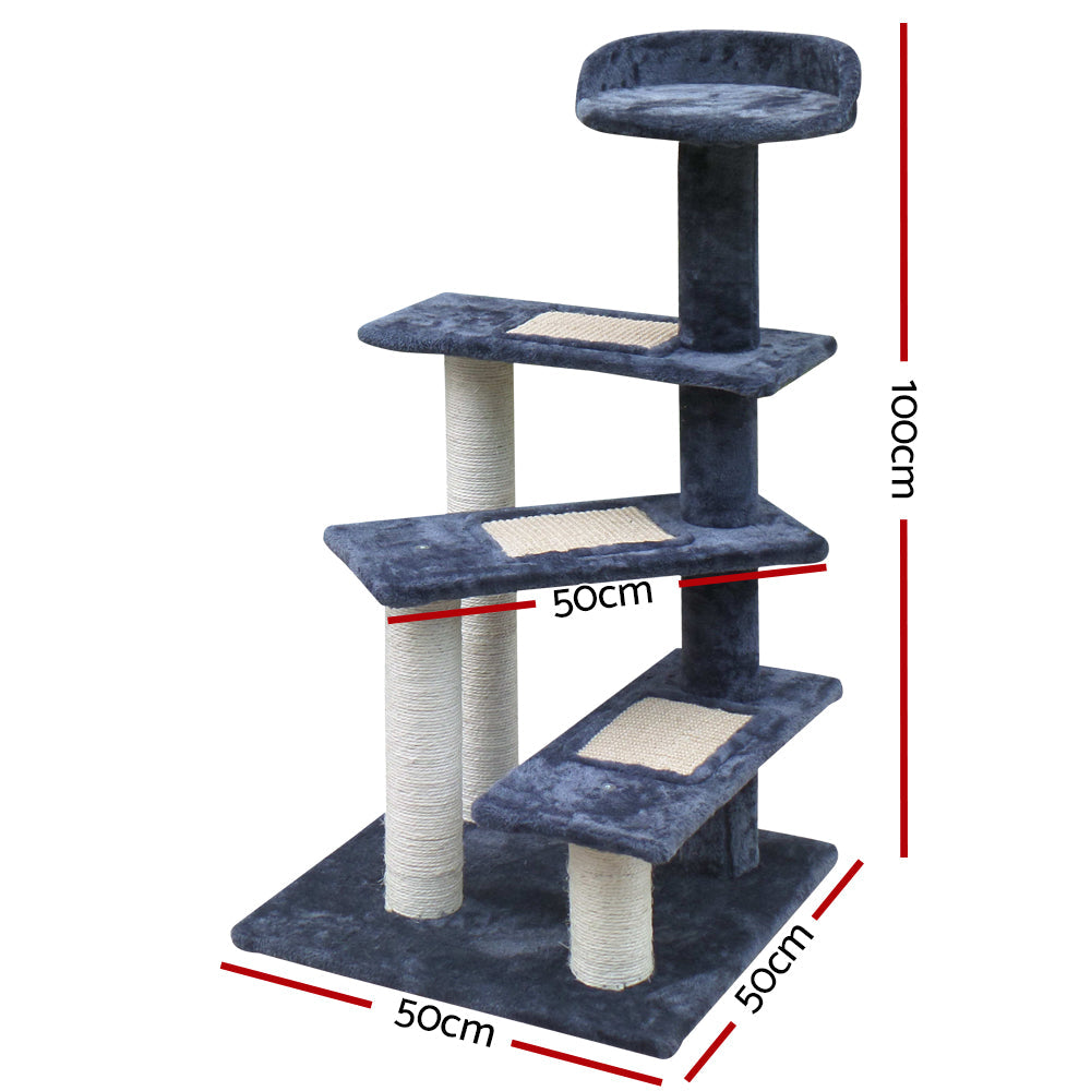 i.Pet Cat Tree 100cm Trees Scratching Post Scratcher Tower Condo House Furniture Wood Steps - Pet And Farm