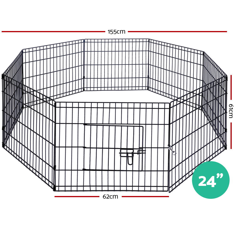 i.Pet 24" 8 Panel Pet Dog Playpen Puppy Exercise Cage Enclosure Play Pen Fence - Pet And Farm