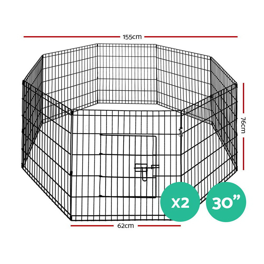 i.Pet 2X30" 8 Panel Pet Dog Playpen Puppy Exercise Cage Enclosure Fence Play Pen - Pet And Farm