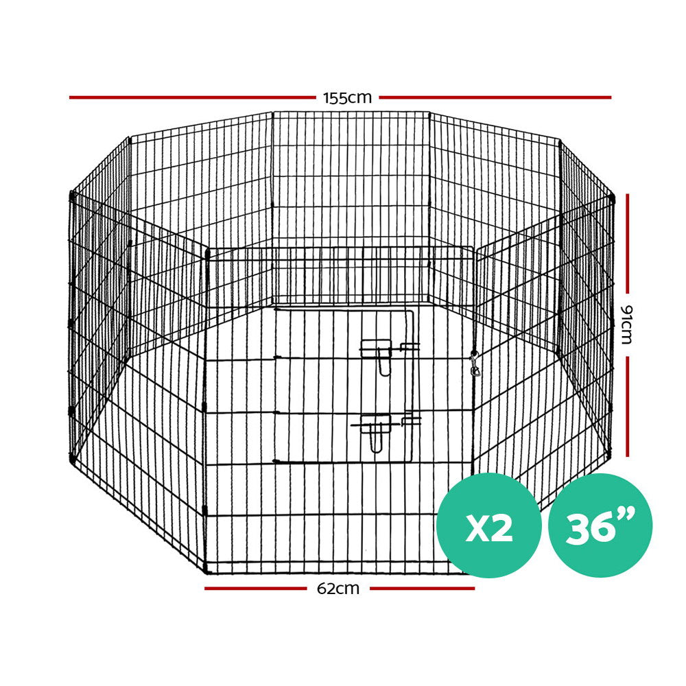 i.Pet 2X36" 8 Panel Pet Dog Playpen Puppy Exercise Cage Enclosure Fence Play Pen - Pet And Farm