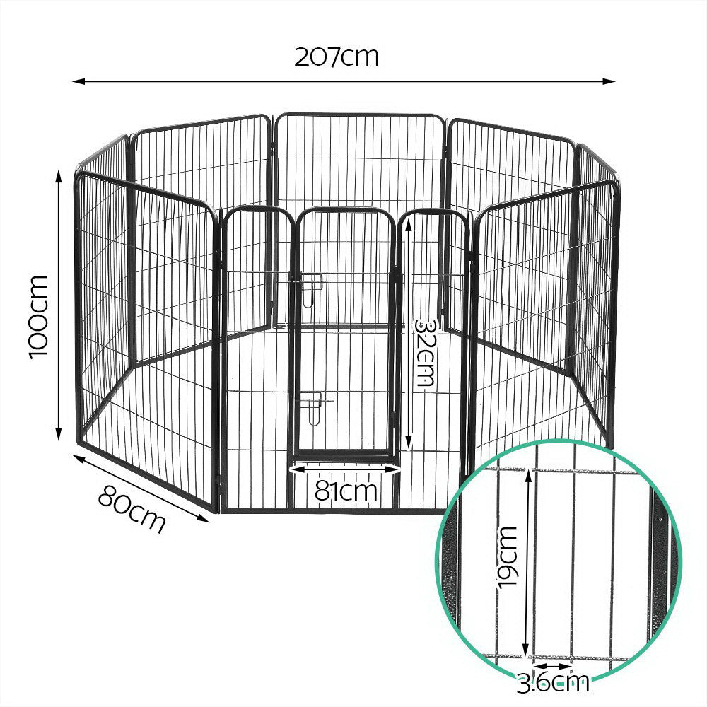 i.Pet 8 Panel Pet Dog Playpen Puppy Exercise Cage Enclosure Fence Play Pen 80x100cm - Pet And Farm