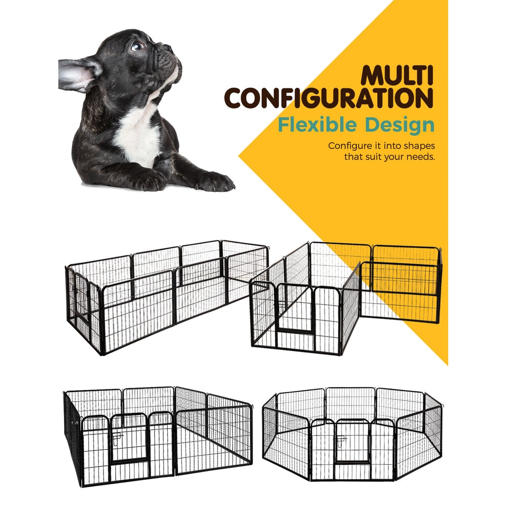 i.Pet 8 Panel Pet Dog Playpen Puppy Exercise Cage Enclosure Fence Play Pen 80x60cm - Pet And Farm