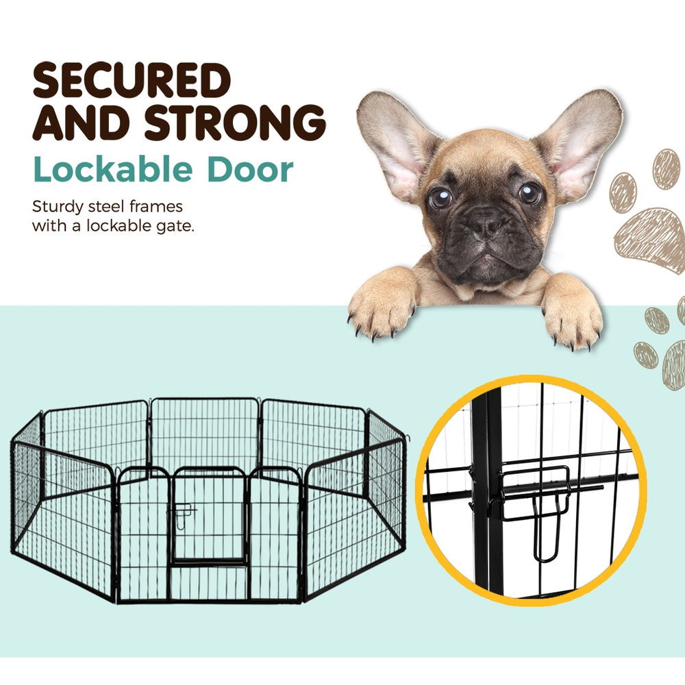 i.Pet 8 Panel Pet Dog Playpen Puppy Exercise Cage Enclosure Fence Play Pen 80x60cm - Pet And Farm