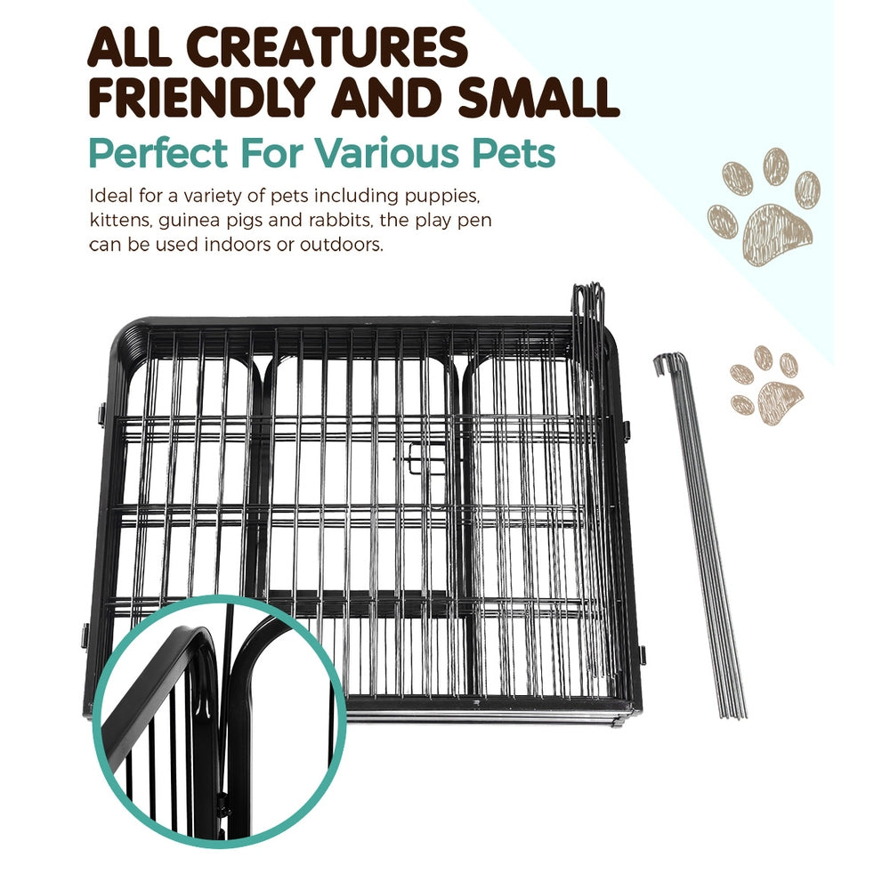 i.Pet 8 Panel Pet Dog Playpen Puppy Exercise Cage Enclosure Fence Play Pen 80x60cm - Pet And Farm