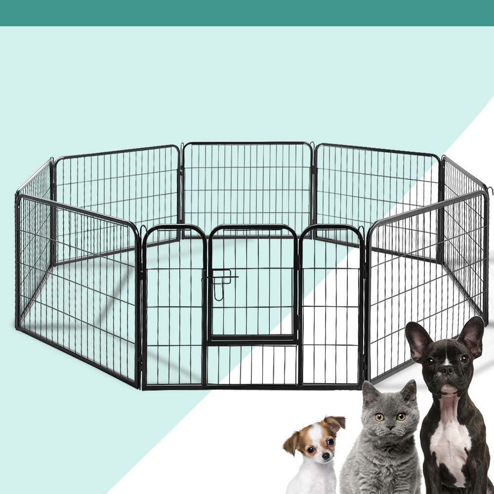 i.Pet 8 Panel Pet Dog Playpen Puppy Exercise Cage Enclosure Fence Play Pen 80x60cm - Pet And Farm