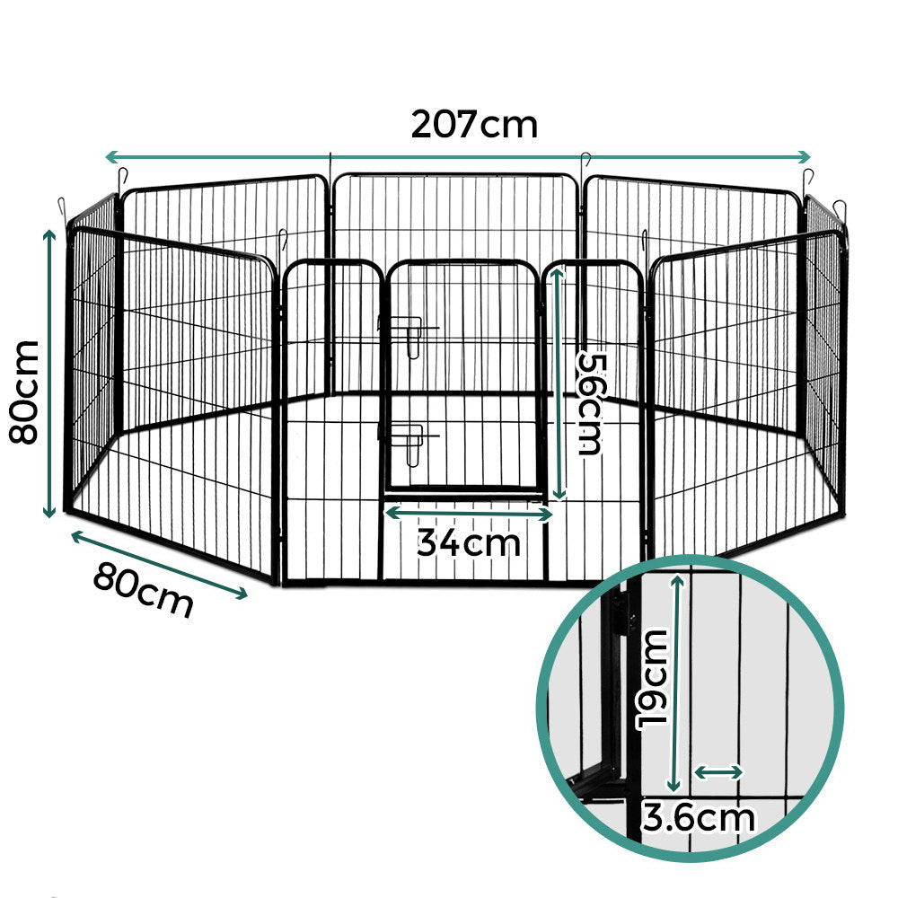i.Pet 8 Panel Pet Dog Playpen Puppy Exercise Cage Enclosure Fence Play Pen 80x80cm - Pet And Farm
