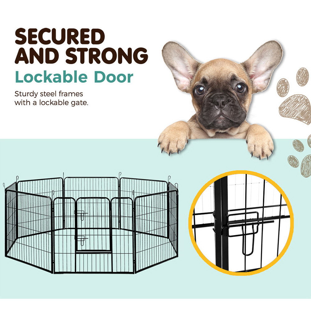i.Pet 8 Panel Pet Dog Playpen Puppy Exercise Cage Enclosure Fence Play Pen 80x80cm - Pet And Farm