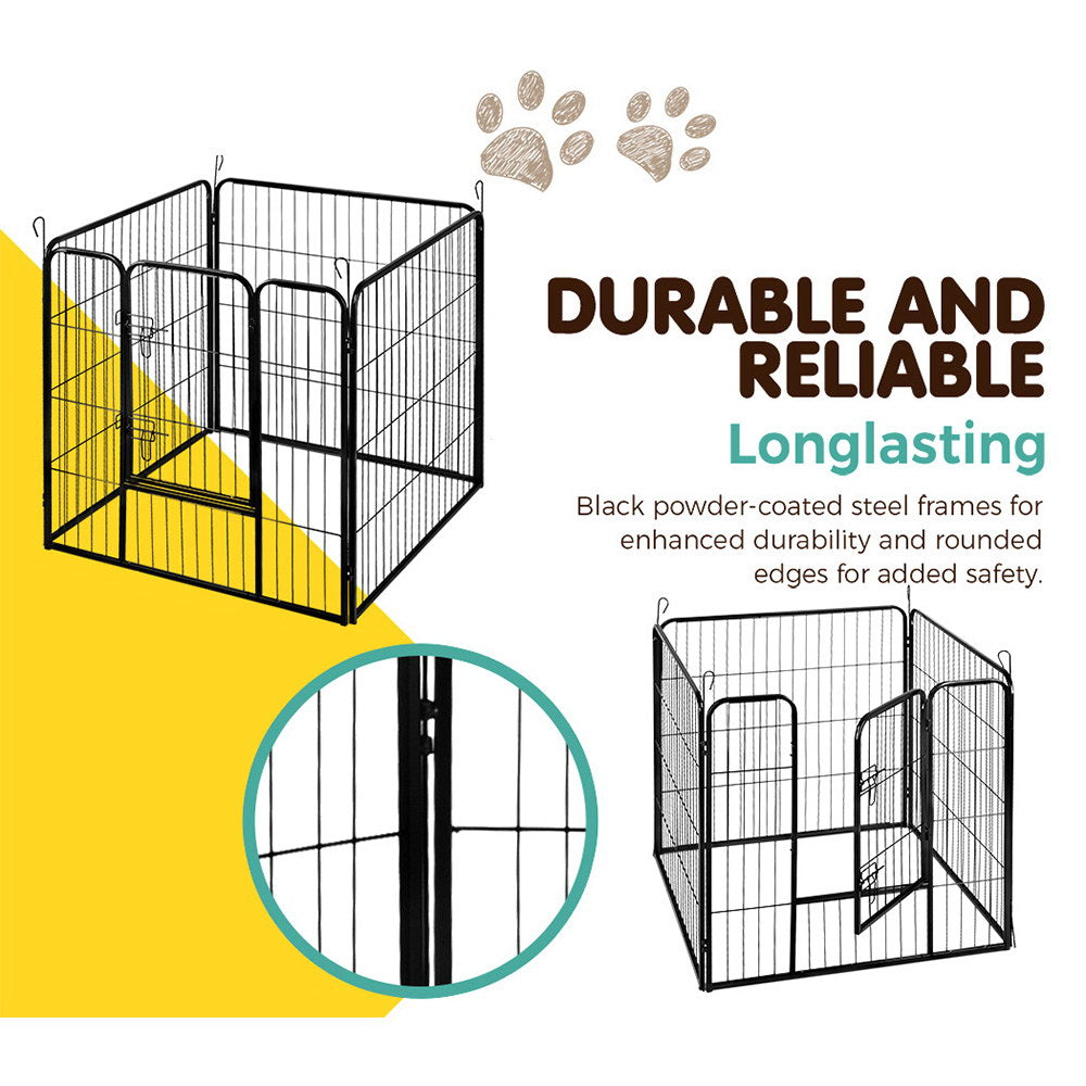 i.Pet 8 Panel Pet Dog Playpen Puppy Exercise Cage Enclosure Fence Play Pen 80x80cm - Pet And Farm