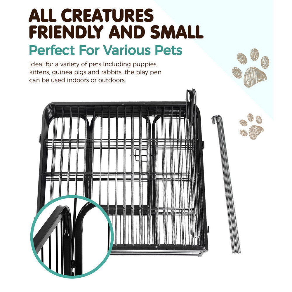 i.Pet 8 Panel Pet Dog Playpen Puppy Exercise Cage Enclosure Fence Play Pen 80x80cm - Pet And Farm