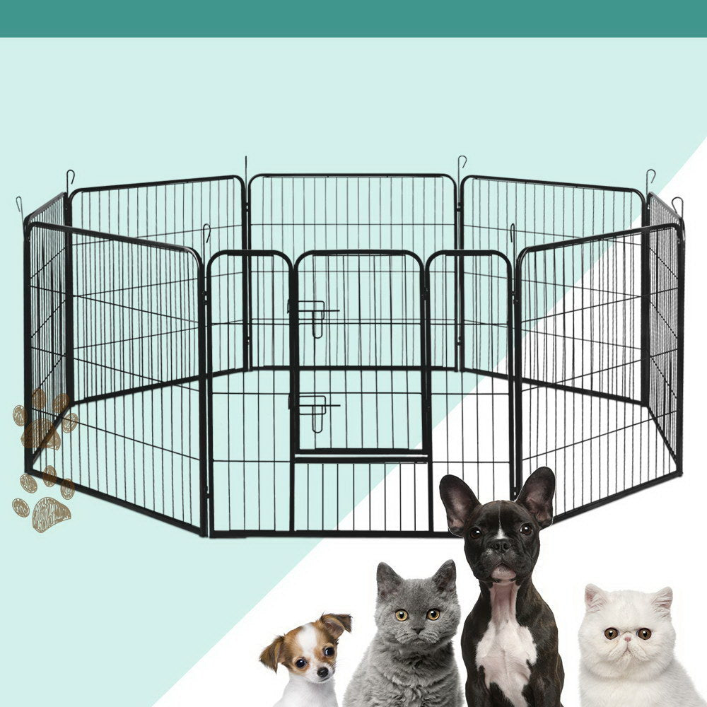 i.Pet 8 Panel Pet Dog Playpen Puppy Exercise Cage Enclosure Fence Play Pen 80x80cm - Pet And Farm