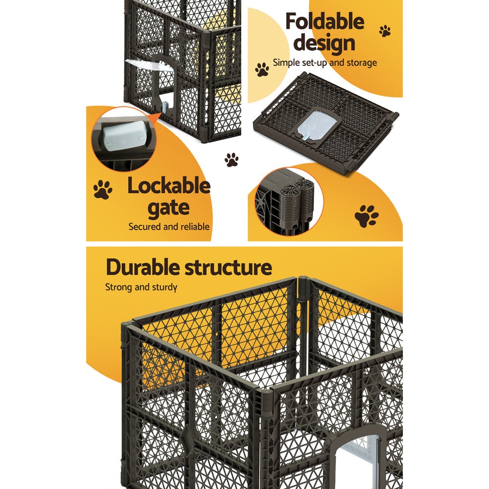 i.Pet Pet Dog Playpen Enclosure 4 Panel Fence Puppy Cage Plastic Play Pen Fold - Pet And Farm