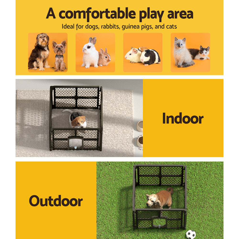 i.Pet Pet Dog Playpen Enclosure 4 Panel Fence Puppy Cage Plastic Play Pen Fold - Pet And Farm