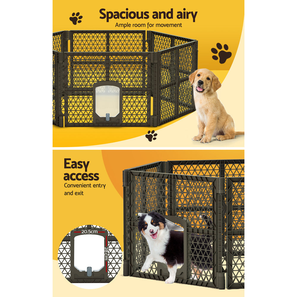 i.Pet Pet Dog Playpen Enclosure 6 Panel Fence Puppy Cage Plastic Play Pen Fold - Pet And Farm