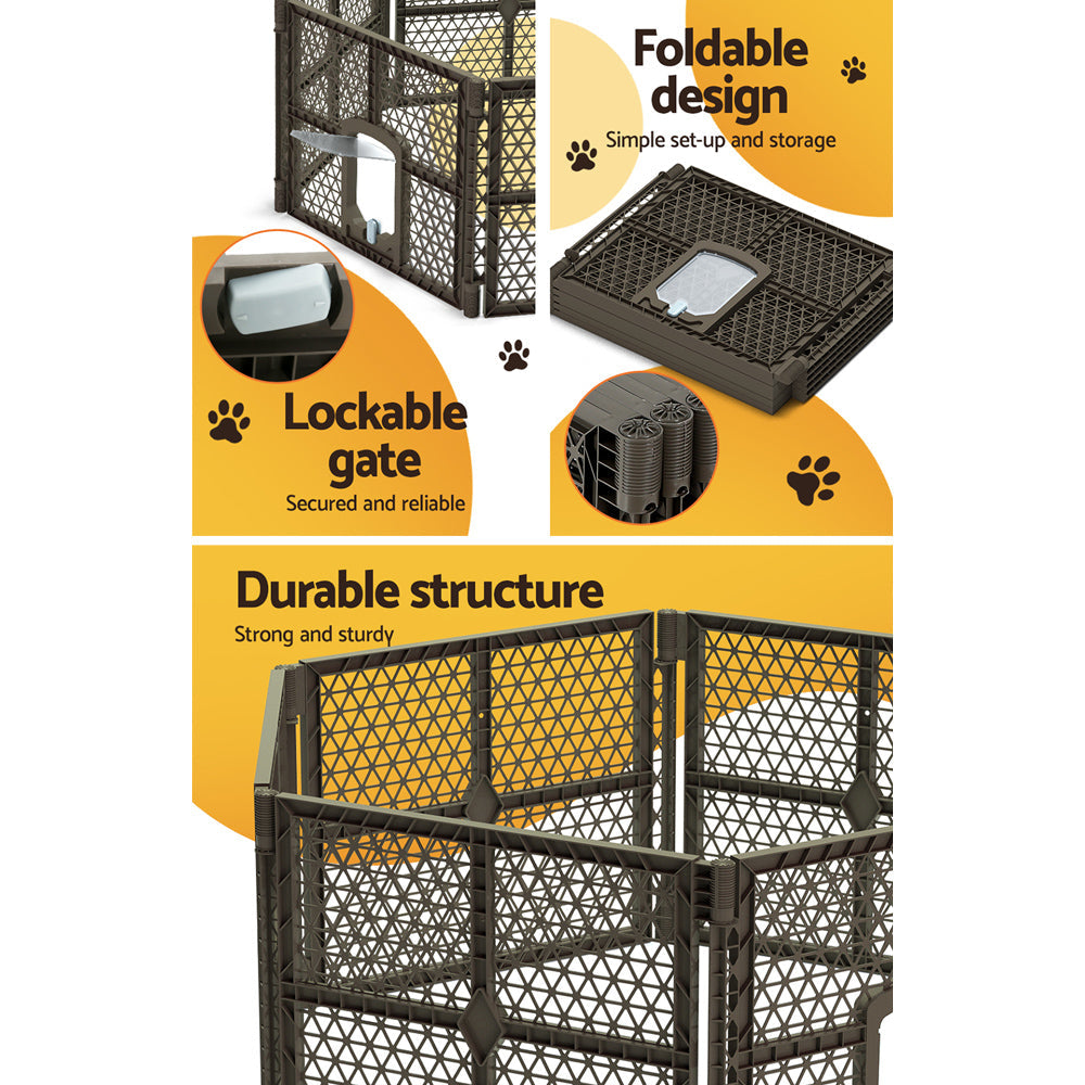 i.Pet Pet Dog Playpen Enclosure 6 Panel Fence Puppy Cage Plastic Play Pen Fold - Pet And Farm