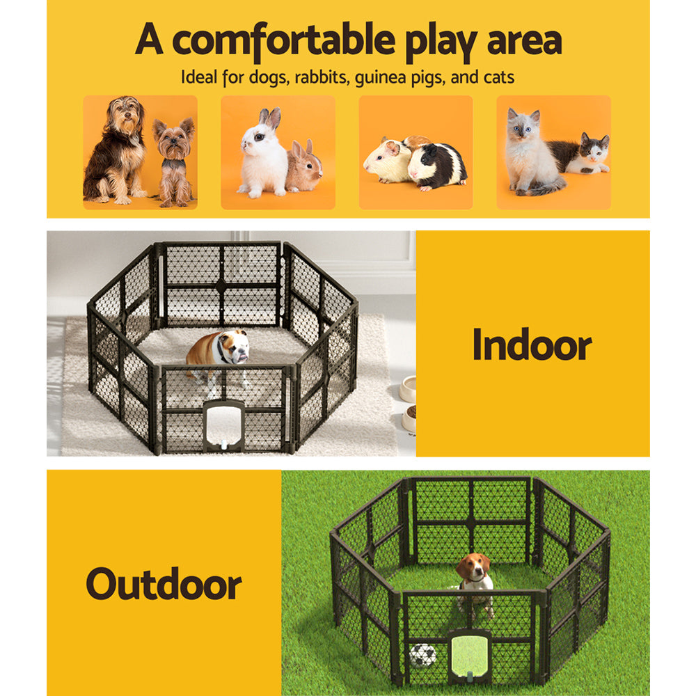 i.Pet Pet Dog Playpen Enclosure 6 Panel Fence Puppy Cage Plastic Play Pen Fold - Pet And Farm
