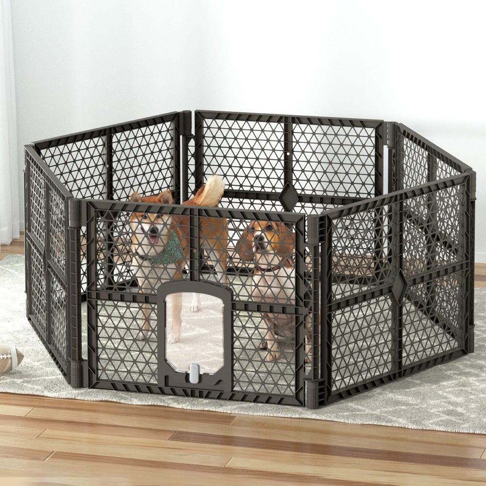 i.Pet Pet Dog Playpen Enclosure 6 Panel Fence Puppy Cage Plastic Play Pen Fold - Pet And Farm