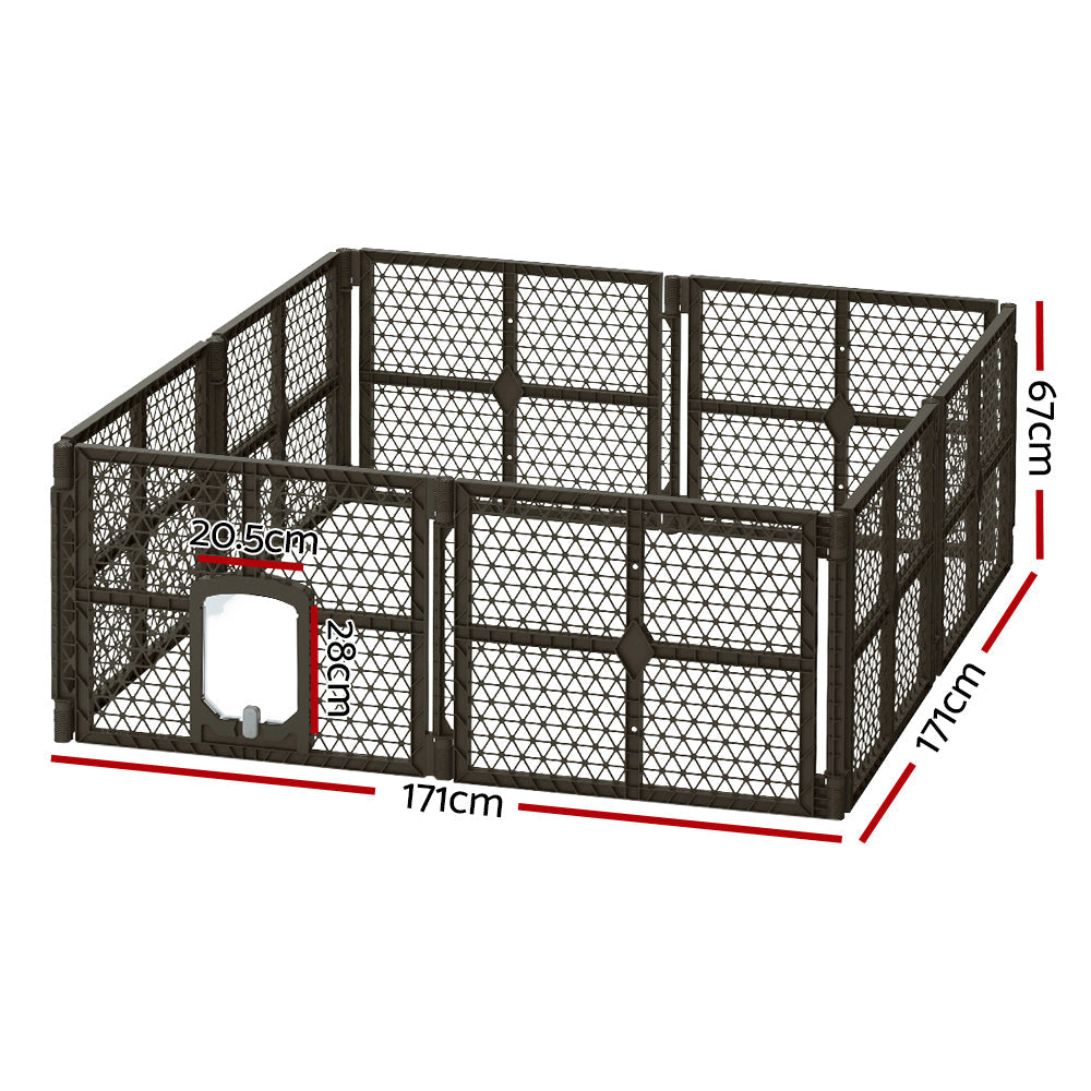 i.Pet Pet Dog Playpen Enclosure 8 Panel Fence Puppy Cage Plastic Play Pen Fold - Pet And Farm