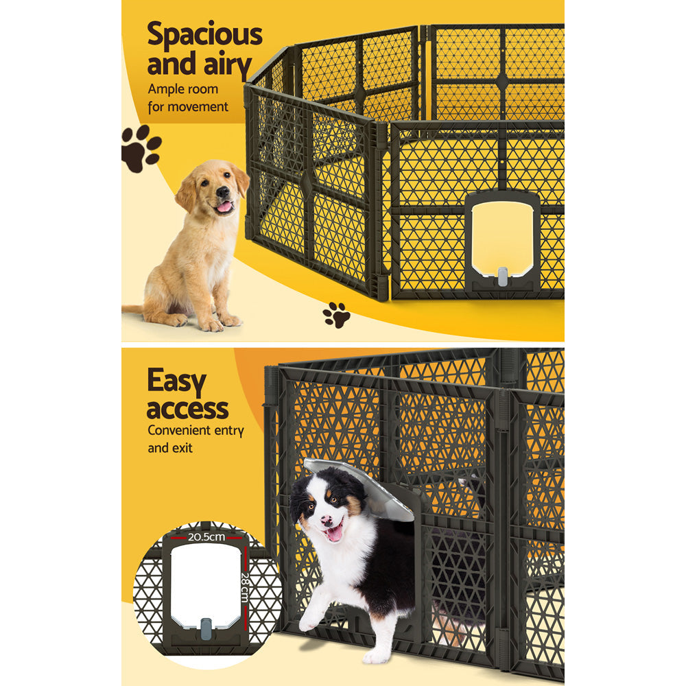 i.Pet Pet Dog Playpen Enclosure 8 Panel Fence Puppy Cage Plastic Play Pen Fold - Pet And Farm