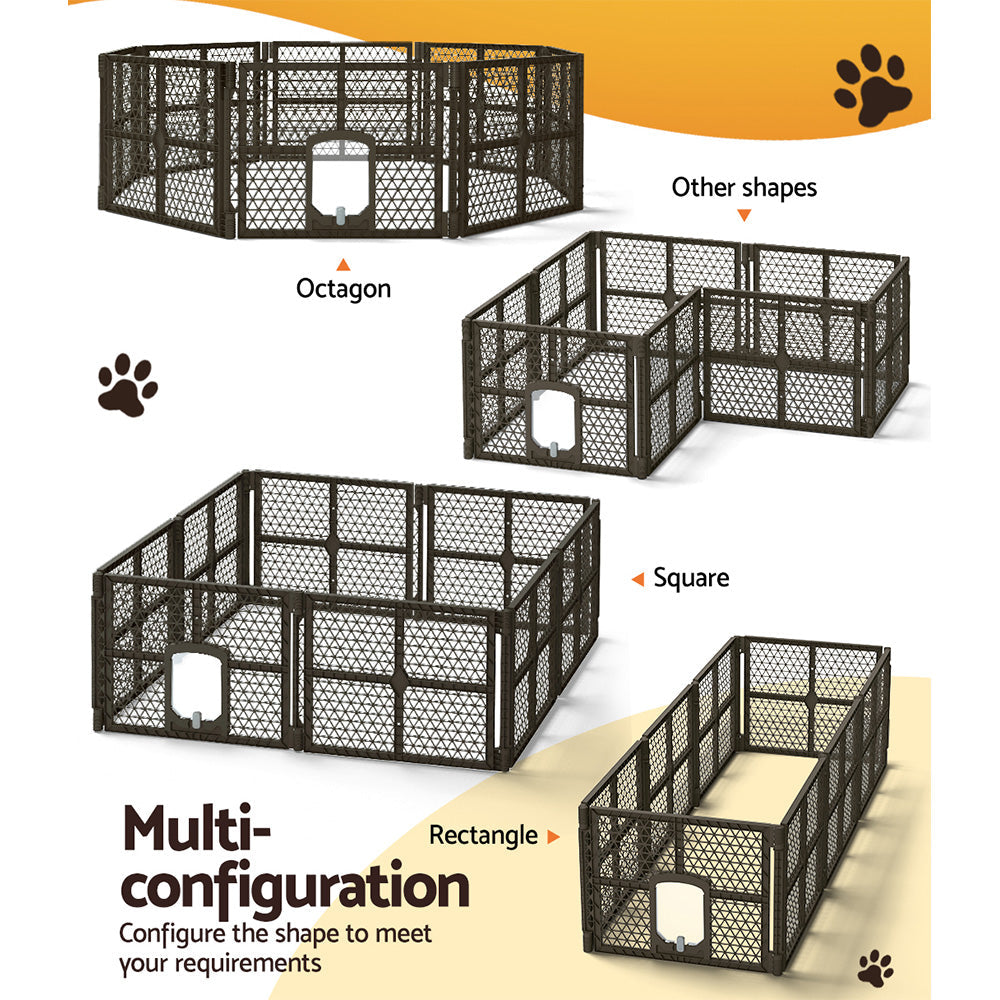 i.Pet Pet Dog Playpen Enclosure 8 Panel Fence Puppy Cage Plastic Play Pen Fold - Pet And Farm