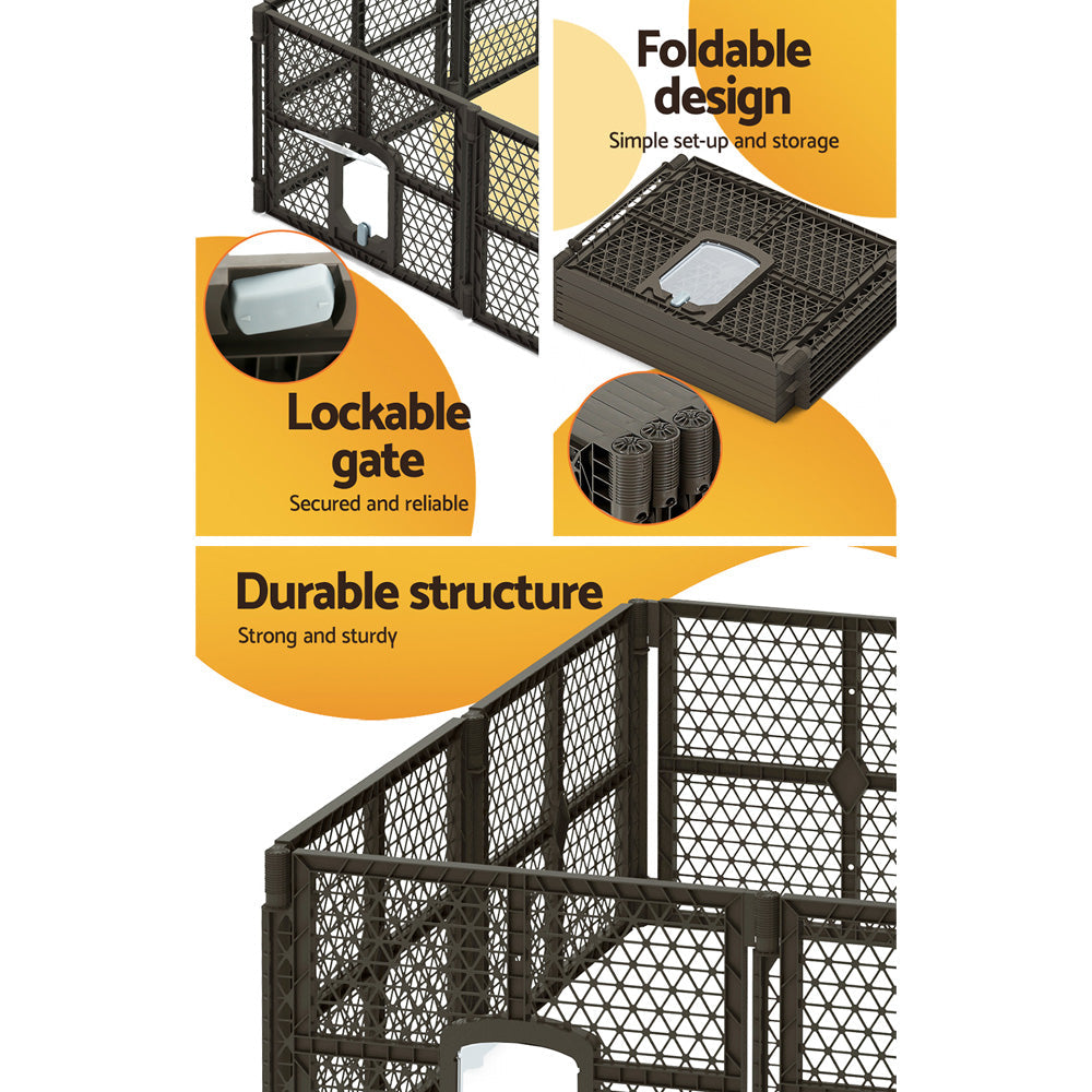 i.Pet Pet Dog Playpen Enclosure 8 Panel Fence Puppy Cage Plastic Play Pen Fold - Pet And Farm