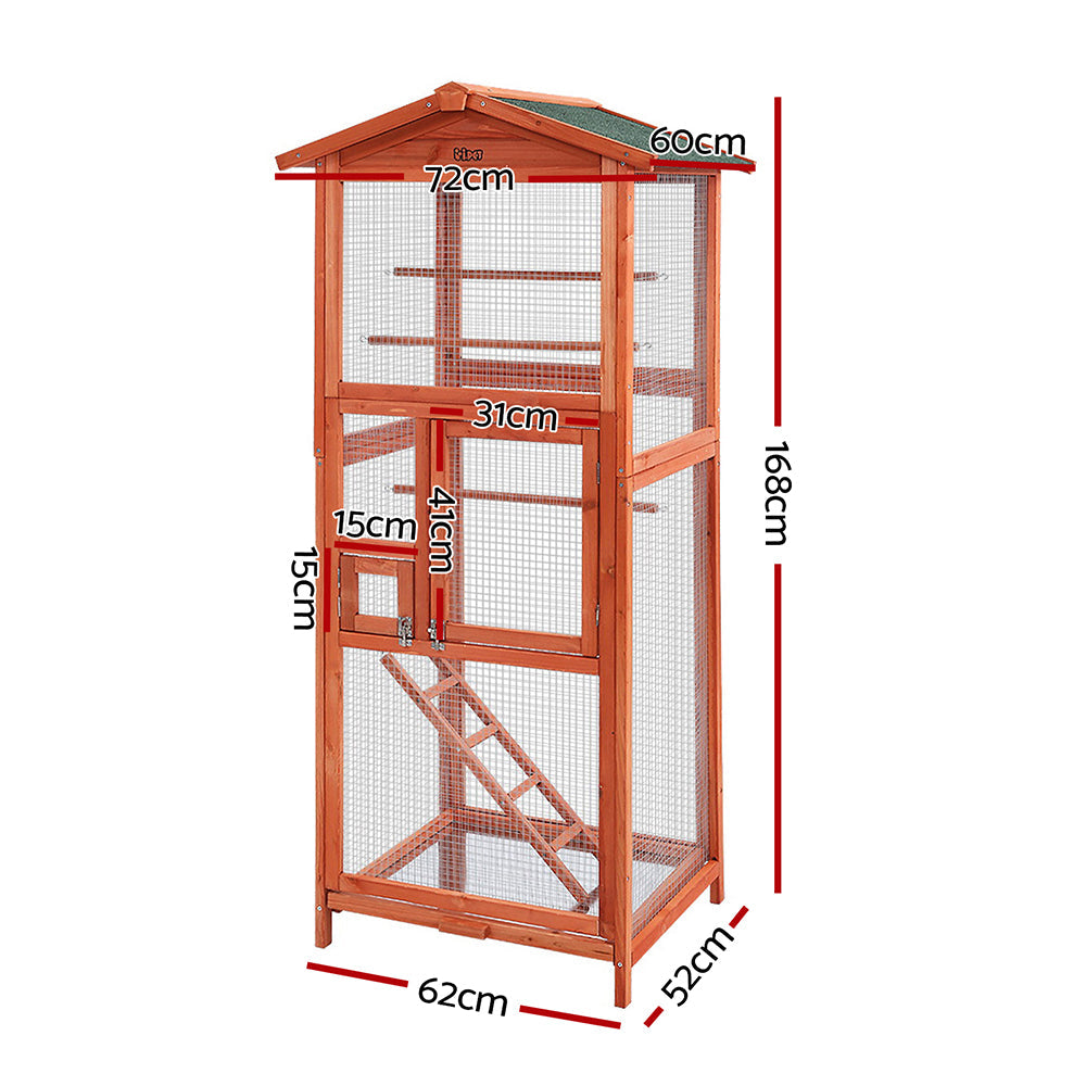 i.Pet Bird Cage Wooden Pet Cages Aviary Large Carrier Travel Canary Cockatoo Parrot XL - Pet And Farm