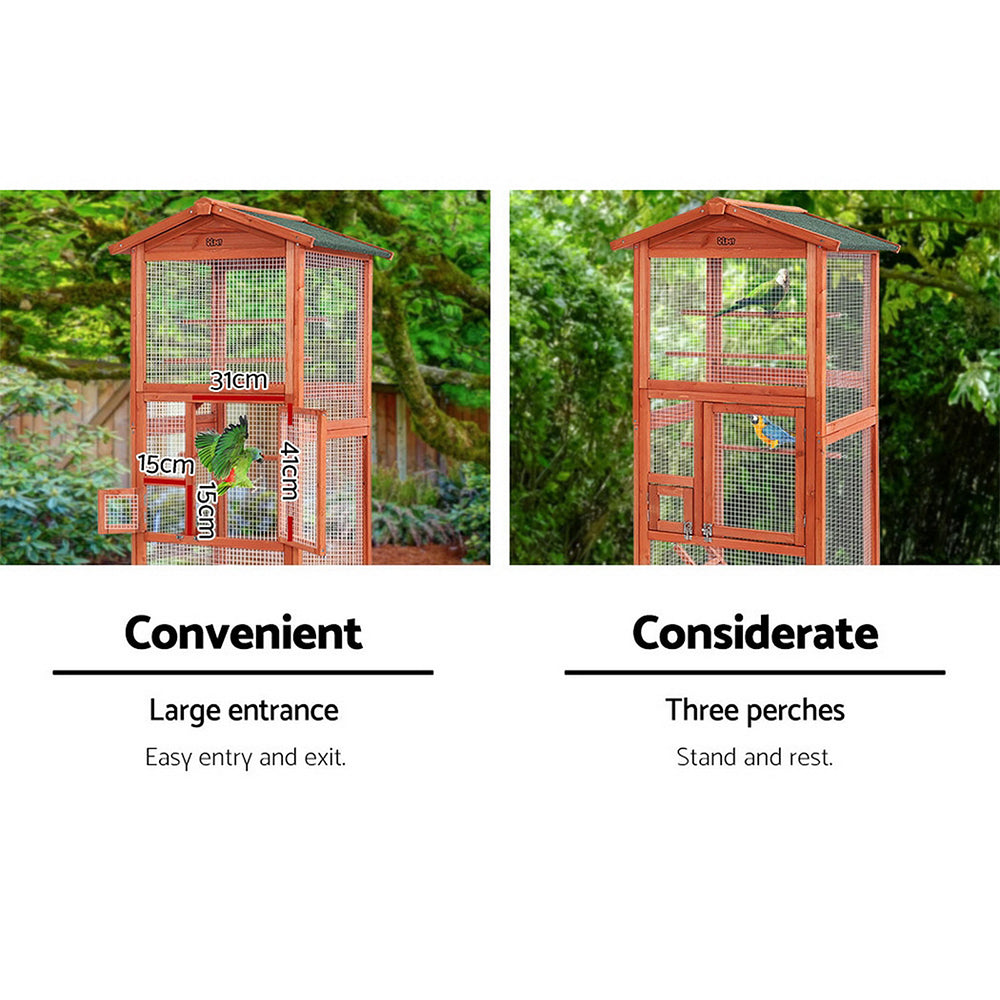 i.Pet Bird Cage Wooden Pet Cages Aviary Large Carrier Travel Canary Cockatoo Parrot XL - Pet And Farm