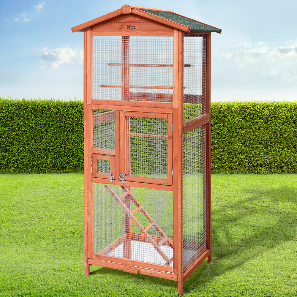 i.Pet Bird Cage Wooden Pet Cages Aviary Large Carrier Travel Canary Cockatoo Parrot XL - Pet And Farm