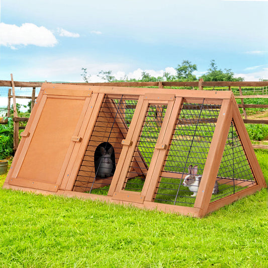 i.Pet Rabbit Hutch Chicken Coop 119cm x 51cm x 44cm Chicken Coop Large Run Wooden Cage Outdoor - Pet And Farm