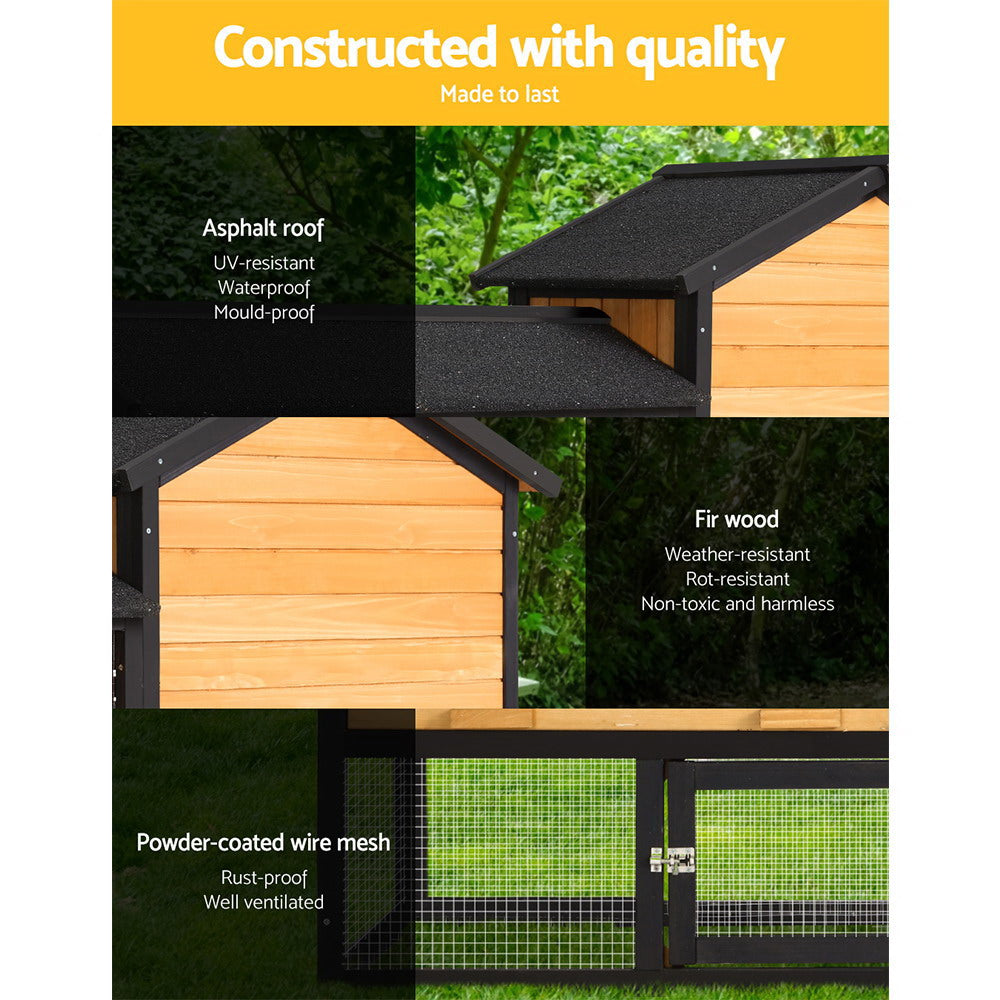 i.Pet Chicken Coop Rabbit Hutch Wooden Cage Pet Hutch 165cm x 52cm x 86cm - Pet And Farm