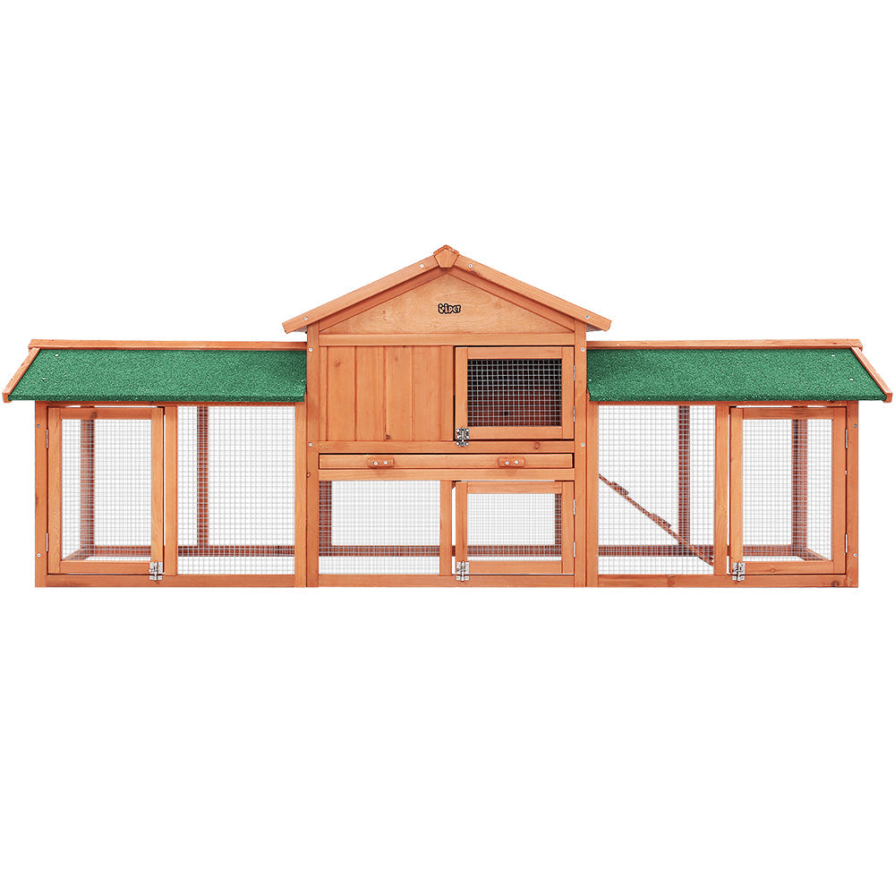 i.Pet Rabbit Hutch Hutches Large Metal Run Wooden Cage Chicken Coop Guinea Pig - Pet And Farm