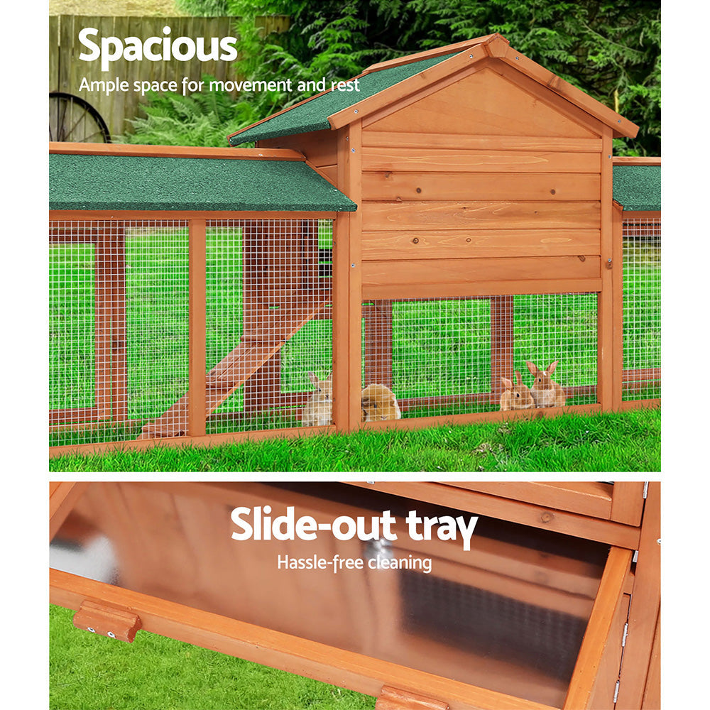 i.Pet Rabbit Hutch Hutches Large Metal Run Wooden Cage Chicken Coop Guinea Pig - Pet And Farm