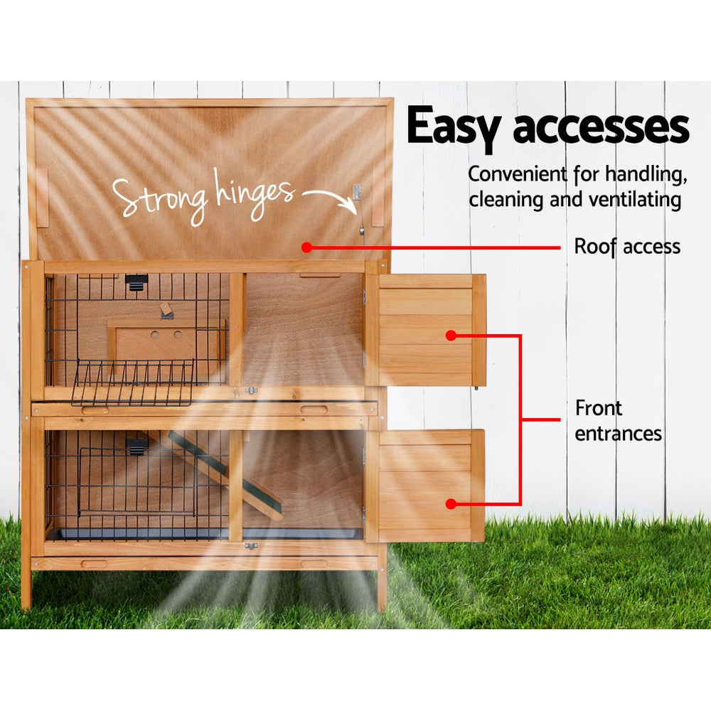 i.Pet Rabbit Hutch 91.5cm x 45cm x 82cm Chicken Coop Large Wooden House Run Cage Pet Bunny - Pet And Farm
