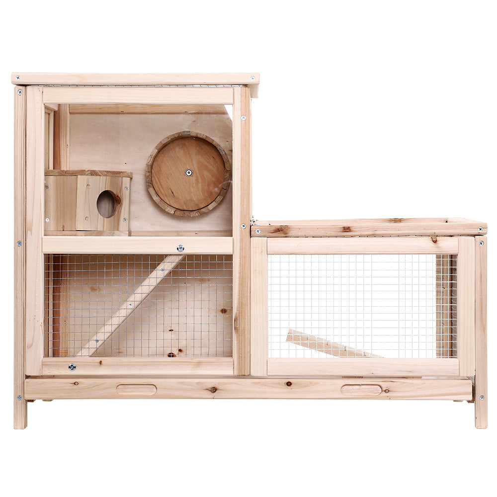 i.Pet Hamster Guinea Pig Ferrets Rodents Hutch Hutches Large Wooden Cage Running 80cm x 40cm x 60cm - Pet And Farm