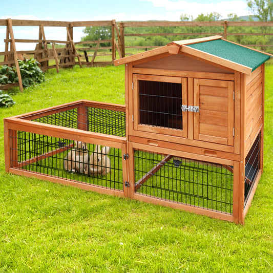 i.Pet Chicken Coop Rabbit Hutch 155cm x 49cm x 90cm Large Chicken Coop Wooden Run Cage House Outdoor - Pet And Farm