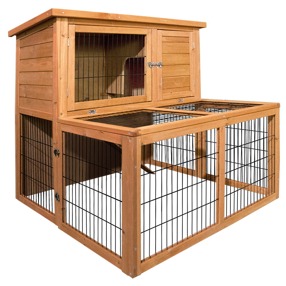 i.Pet Chicken Coop Rabbit Hutch 96cm x 96cm x 100cm Large Chicken Coop Run Wooden Cage Outdoor House - Pet And Farm