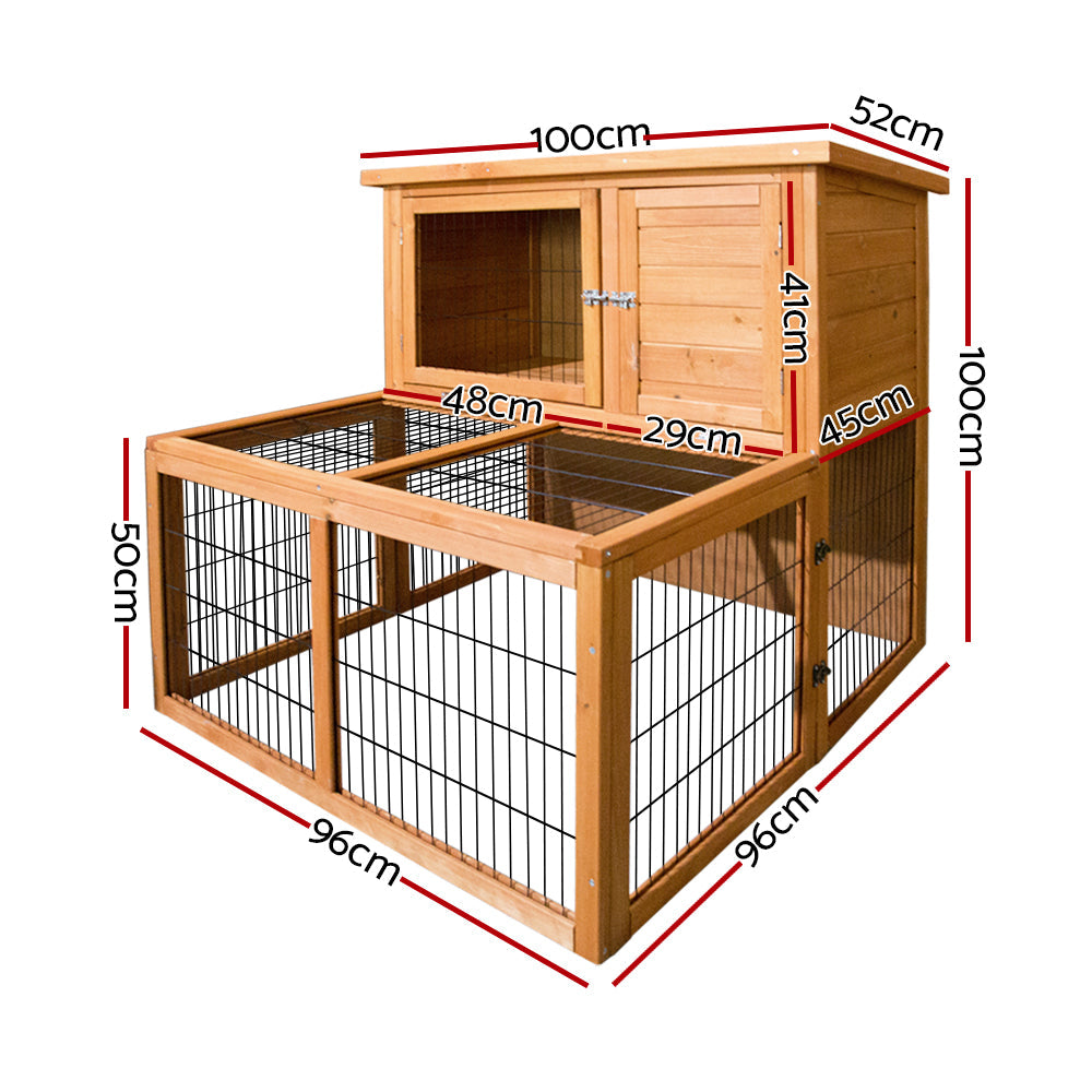 i.Pet Rabbit Hutch Wooden Pet Chicken Coop 100cm Tall - Pet And Farm