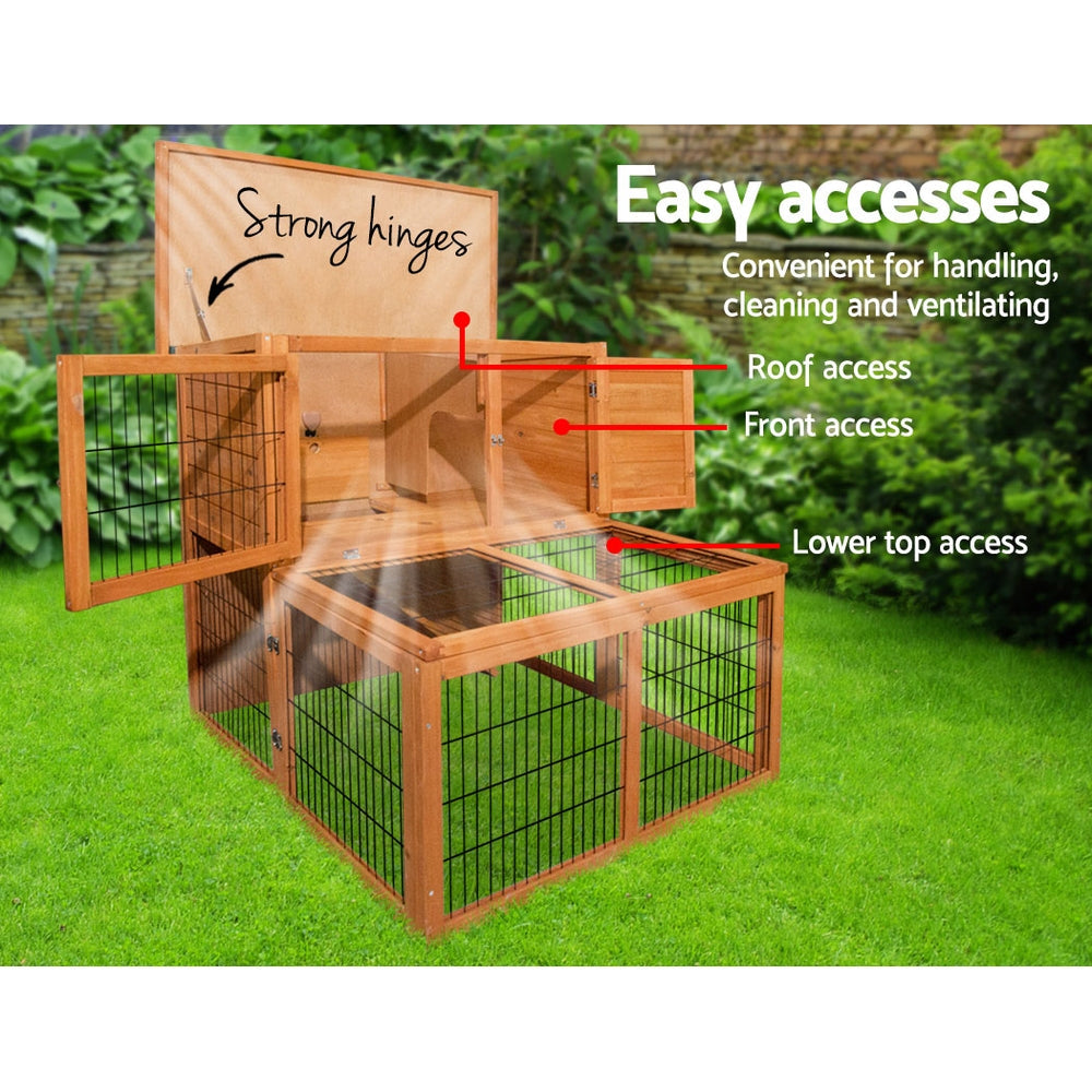 i.Pet Rabbit Hutch Wooden Pet Chicken Coop 100cm Tall - Pet And Farm