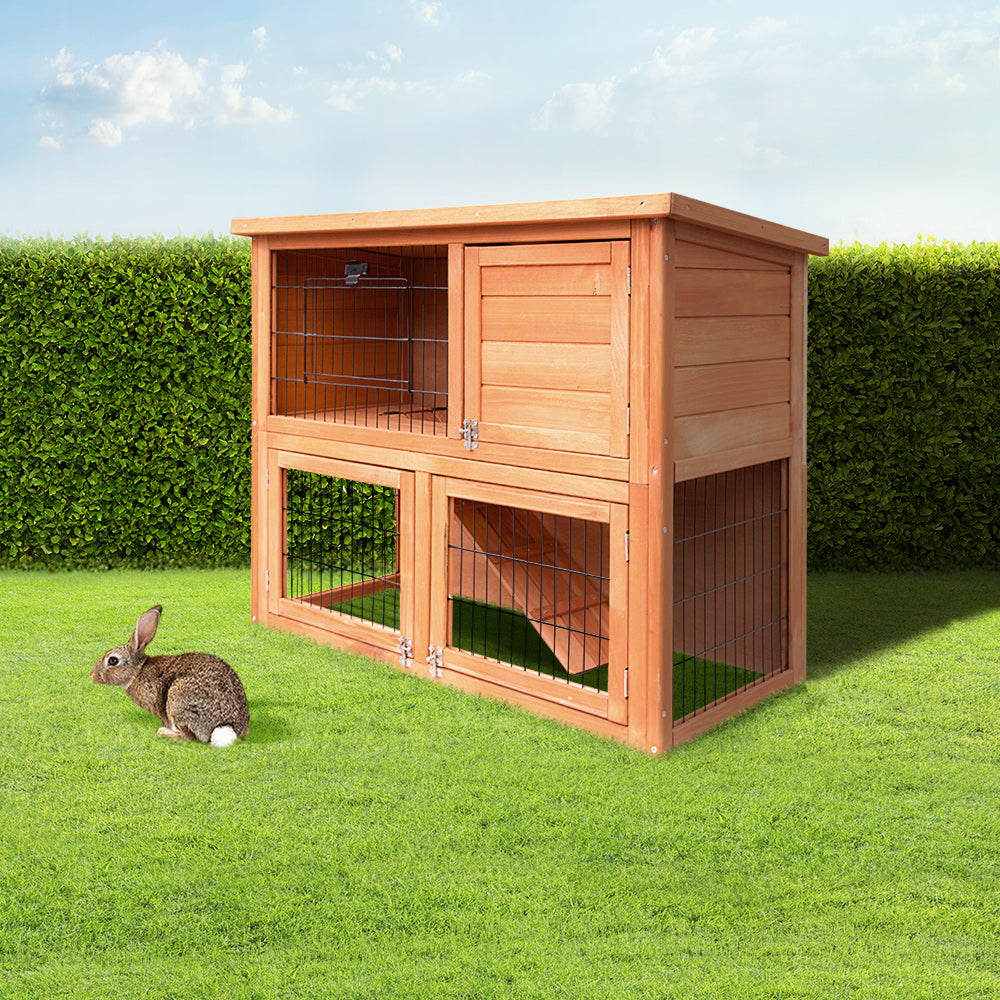 i.Pet Rabbit Hutch Hutches Large Metal Run Wooden Cage Chicken Coop Guinea Pig - Pet And Farm