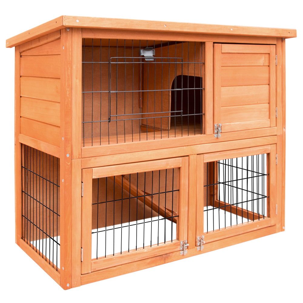 i.Pet Chicken Coop Rabbit Hutch 88cm x 40cm x 76cm Large Chicken Coop House Run Wooden Cage Outdoor - Pet And Farm