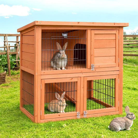 i.Pet Chicken Coop Rabbit Hutch 88cm x 40cm x 76cm Large Chicken Coop House Run Wooden Cage Outdoor - Pet And Farm