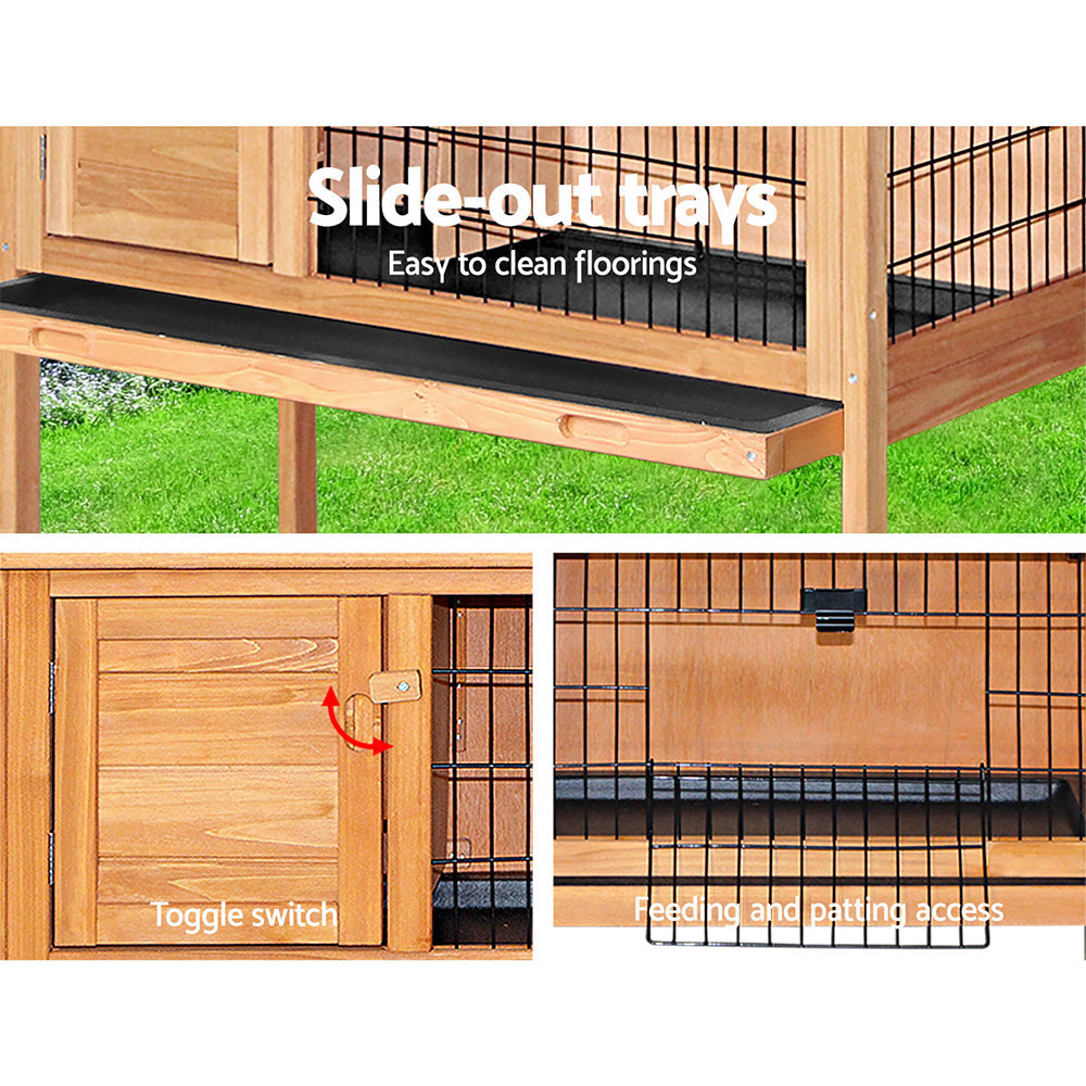 i.Pet 70cm Tall Wooden Pet Coop with Slide out Tray - Pet And Farm