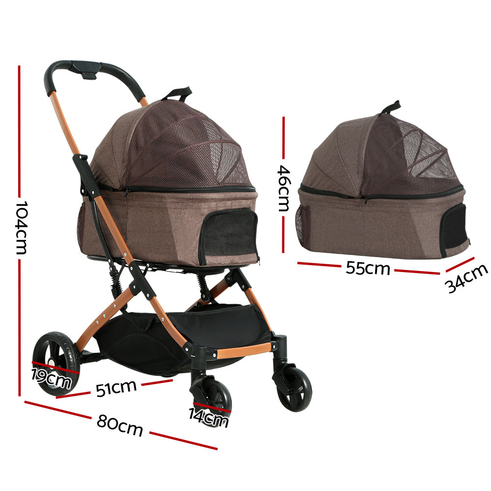 i.Pet Pet Stroller Dog Pram Large Cat Carrier Travel Pushchair Foldable 4 Wheels - Pet And Farm