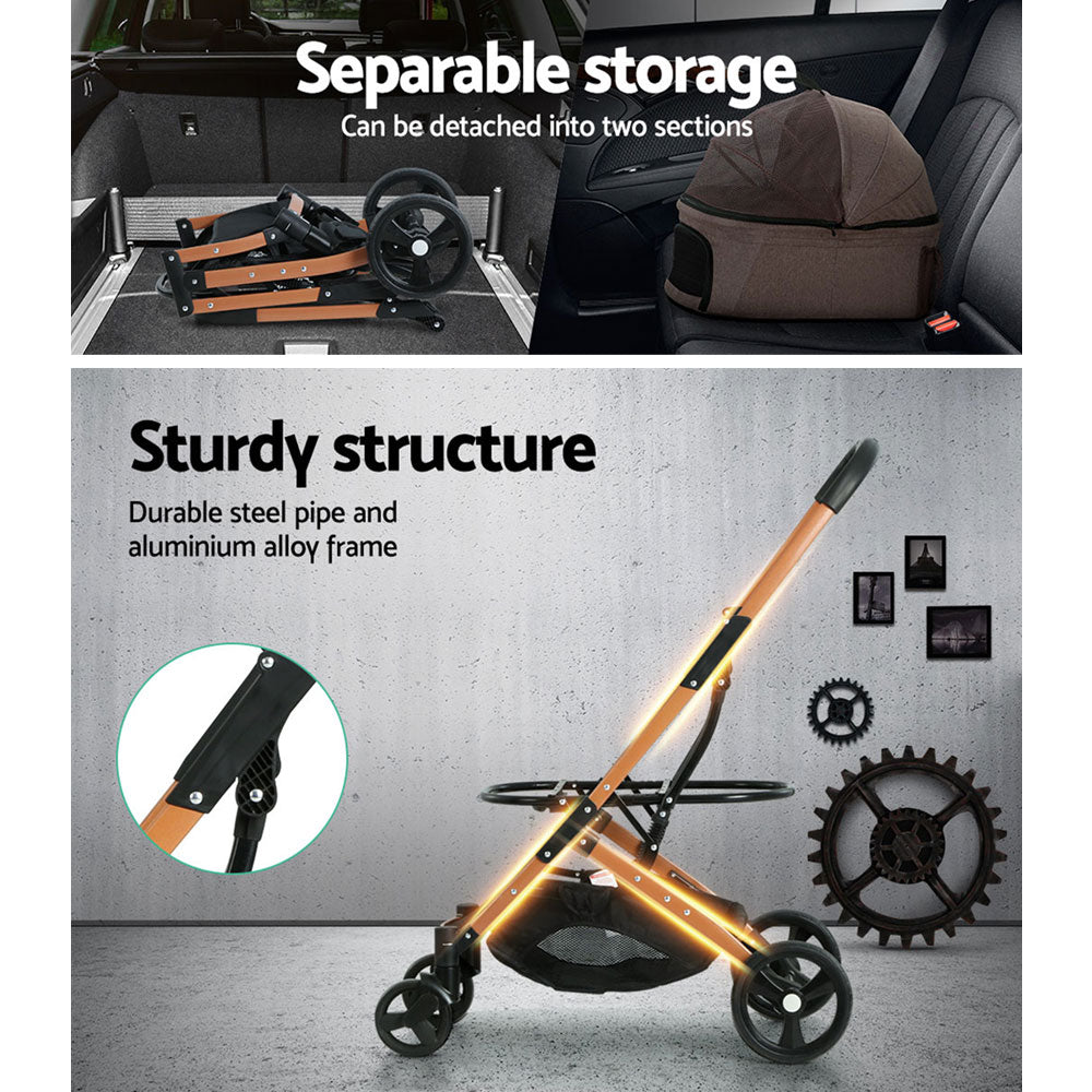 i.Pet Pet Stroller Dog Pram Large Cat Carrier Travel Pushchair Foldable 4 Wheels - Pet And Farm