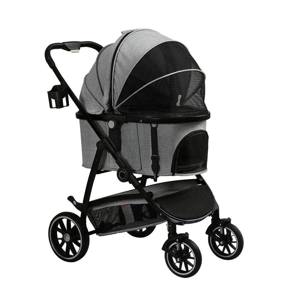 i.Pet Pet Stroller Pram Large Dog Cat Carrier Travel Pushchair Foldable 4 Wheels - Pet And Farm