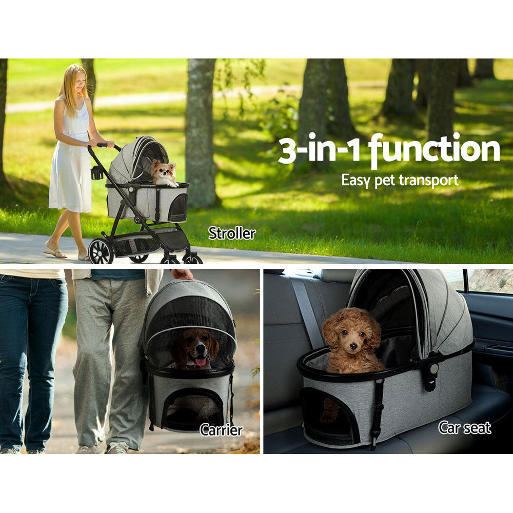 i.Pet Pet Stroller Pram Large Dog Cat Carrier Travel Pushchair Foldable 4 Wheels - Pet And Farm