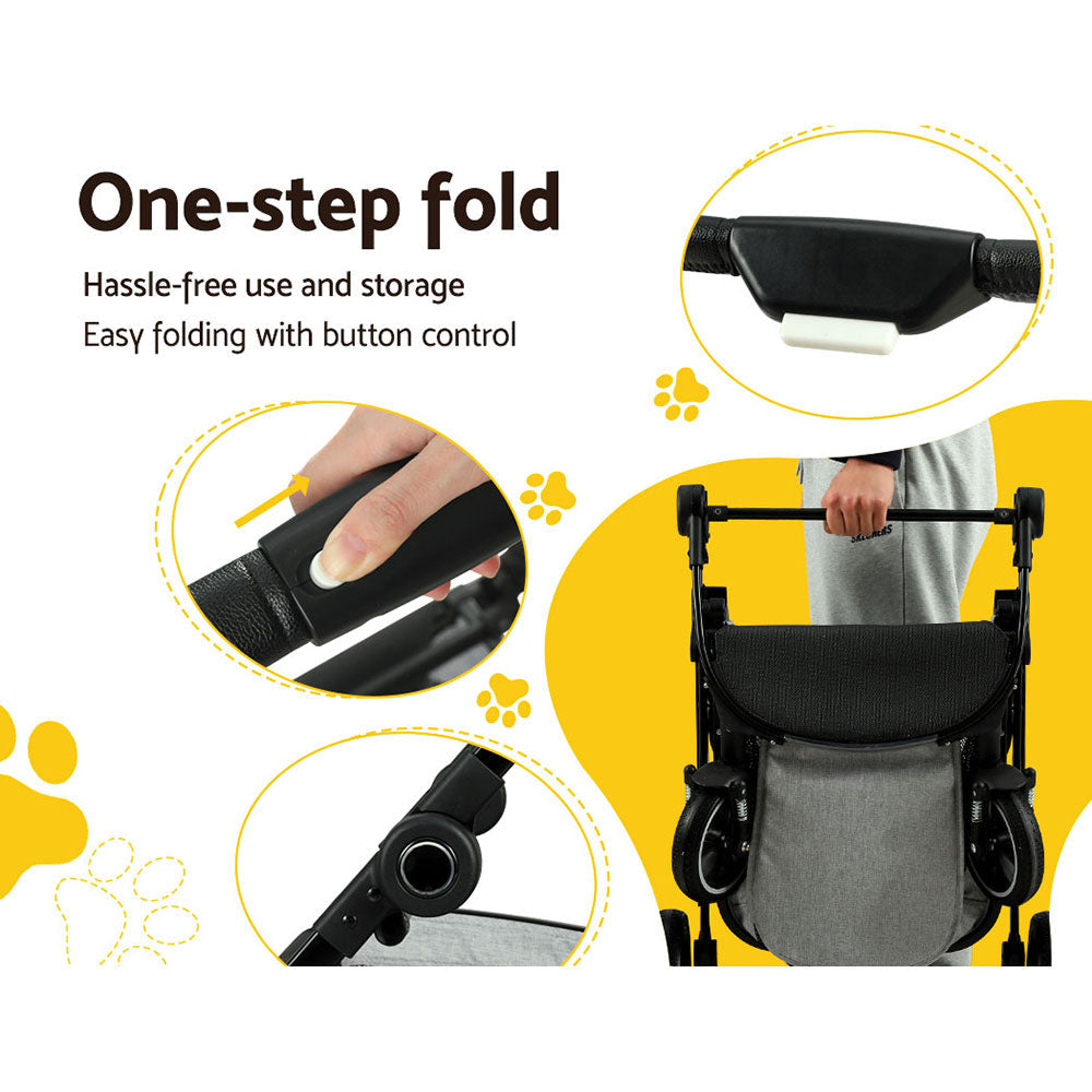 i.Pet Pet Stroller Pram Large Dog Cat Carrier Travel Pushchair Foldable 4 Wheels - Pet And Farm