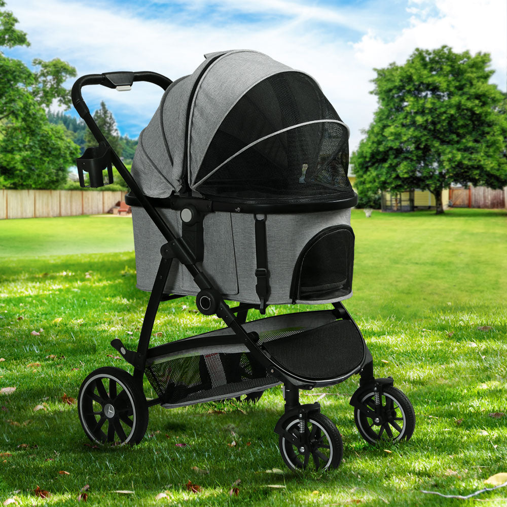 i.Pet Pet Stroller Pram Large Dog Cat Carrier Travel Pushchair Foldable 4 Wheels - Pet And Farm