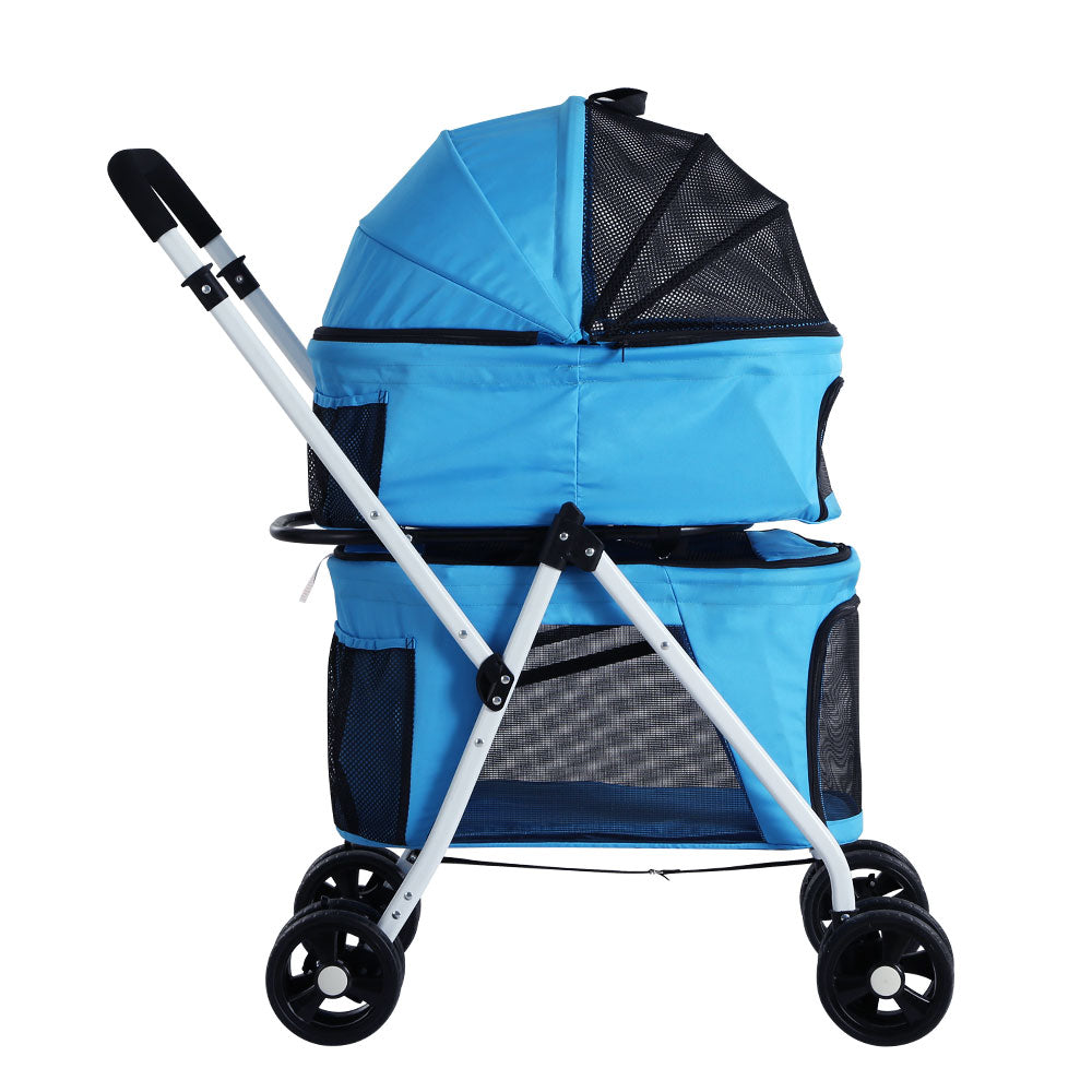 i.Pet Pet Stroller Dog Pram Large Cat Carrier Travel Foldable 4 Wheels Double - Pet And Farm