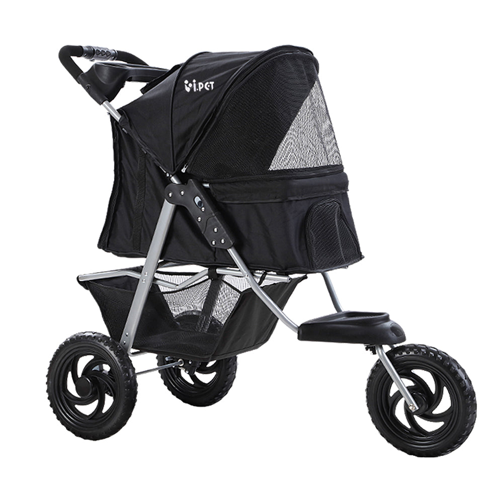 i.Pet Pet Stroller Dog Carrier Foldable Pram Large Black - Pet And Farm