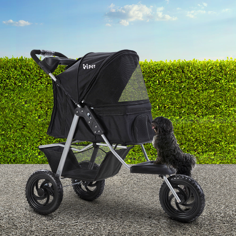 i.Pet Pet Stroller Dog Carrier Foldable Pram Large Black - Pet And Farm